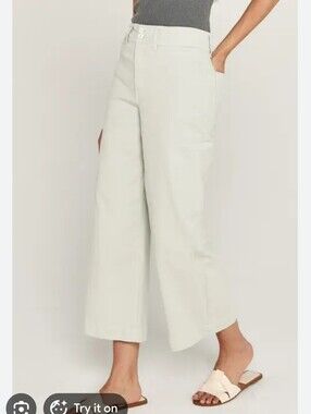 Unpublished Gemma High Waist Wide Leg Crop Jeans Mint
